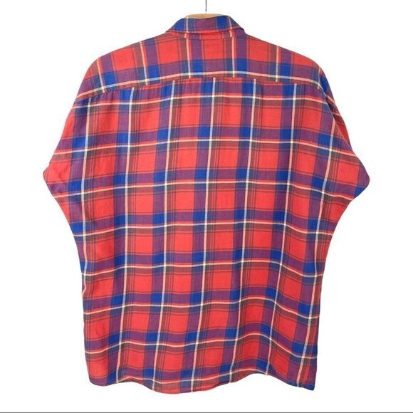 R13 Red Short Sleeved Flannel Plaid Shirt Size M (like Fear of God) - Picture 5 of 10